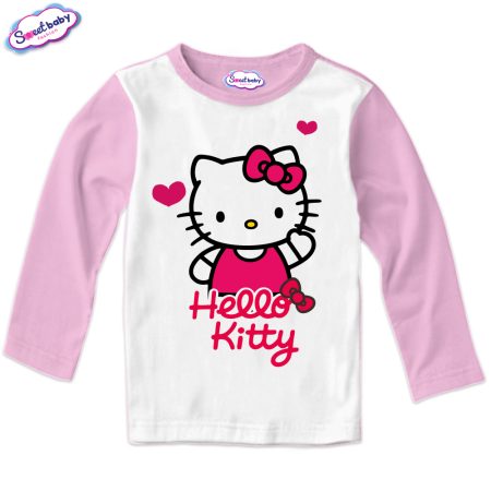 Детска блузка Hello Kitty бяло розово