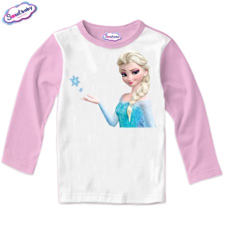 Детска блузка Елза Disney бяло розово