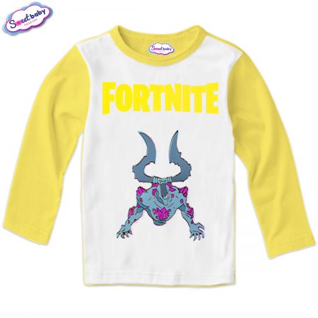 Детска блуза жълто и бяло Fortnite