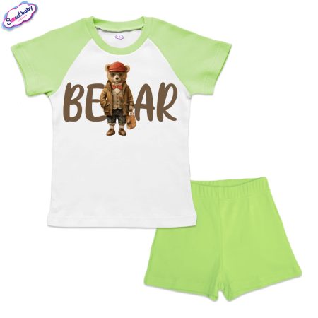 Детски сет Retro Bear бяло зелено