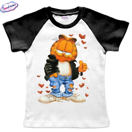 Детска тениска Garfield love бяло черно